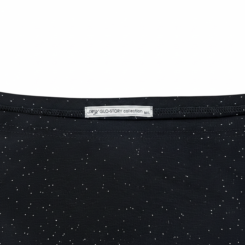 Women's Black Sparkly Short Sleeve Knit Top
