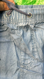 Slate Blue Drawstring Elastic Waist Trousers