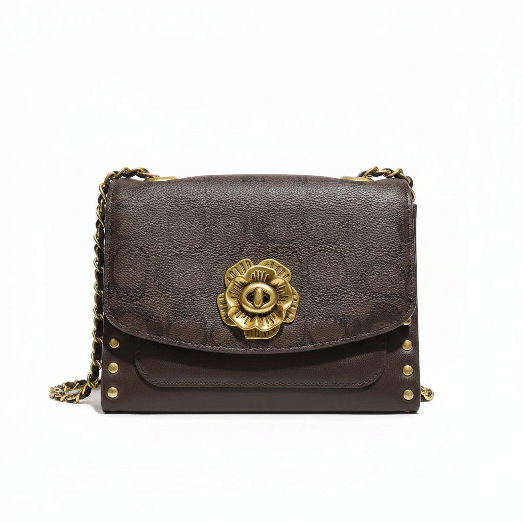 Vintage Style Floral Monogram Crossbody Bag with Chain