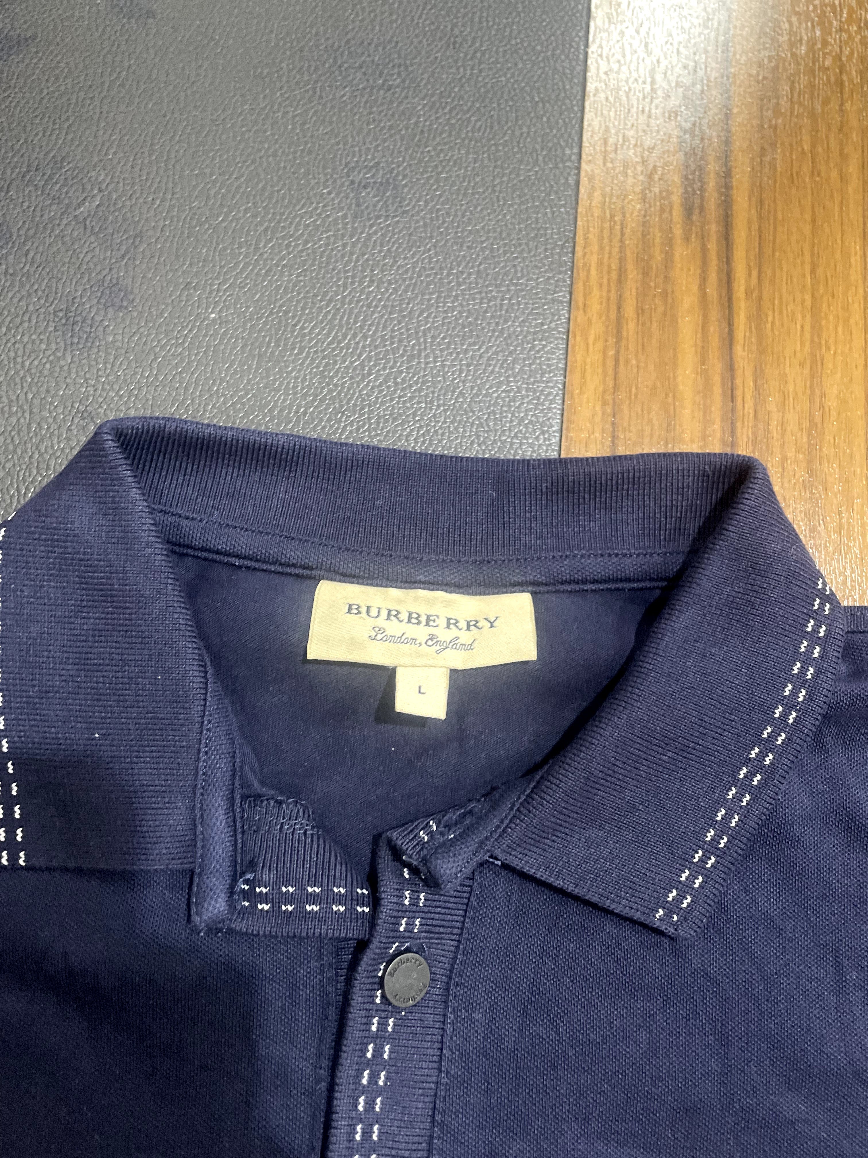 Burberry Burberry Navy Blue Short Sleeve Piqué Polo Shirt