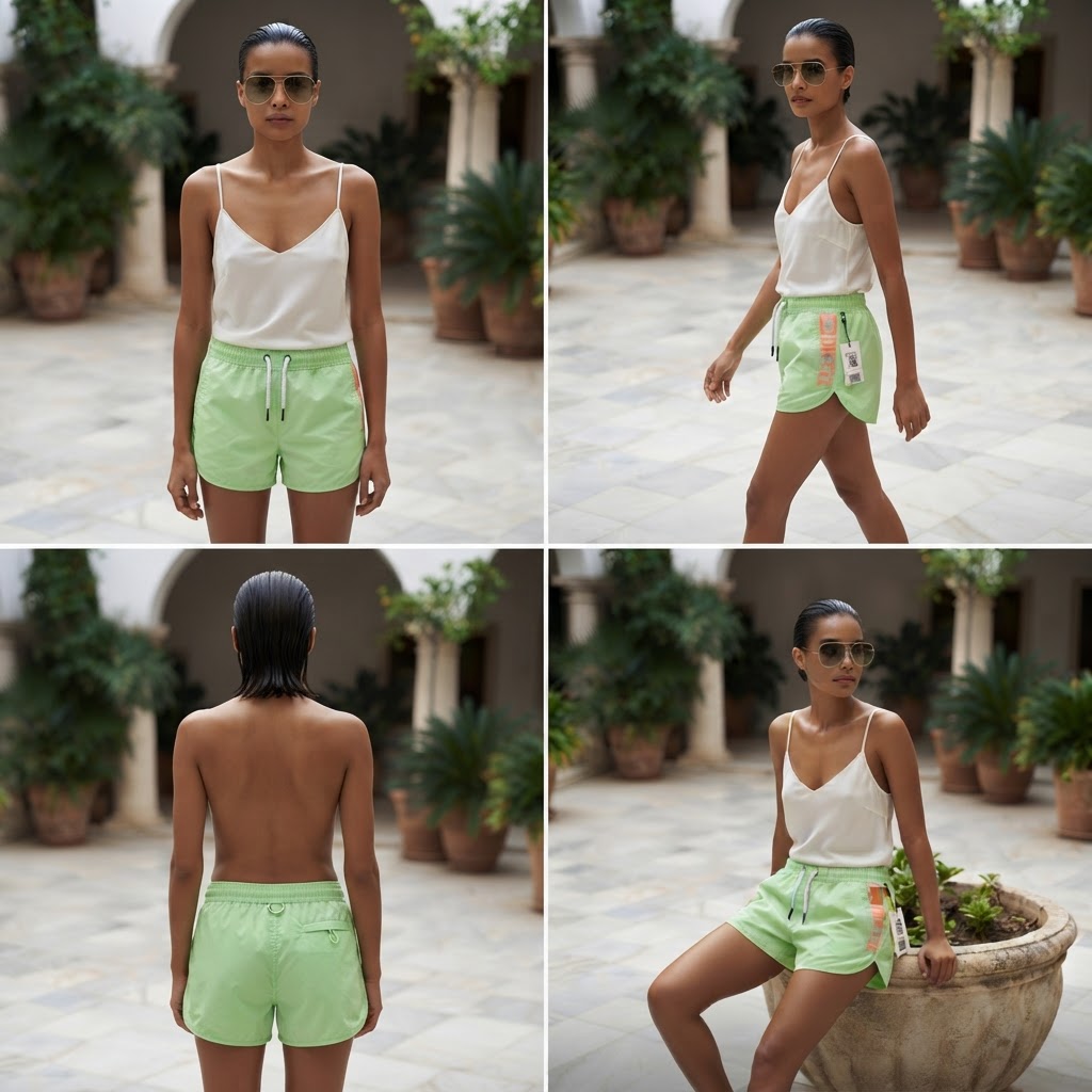 Mint Green Active Shorts with Drawstring Waist