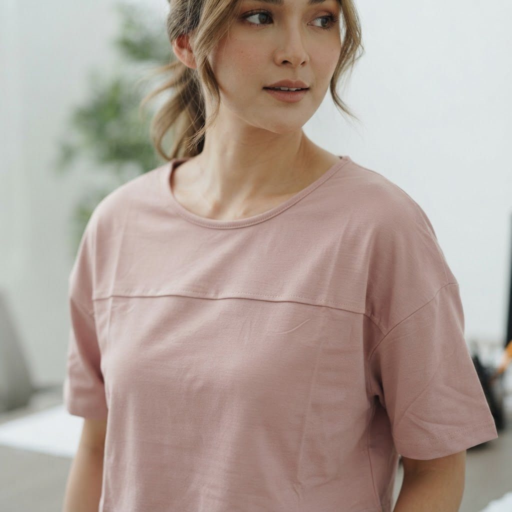 SHEIN Dusty Rose Boxy Crop Top and Ruched Shorts Co-ord Set