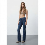 QS Deep Indigo Flared Jeans with Exposed Button Fly