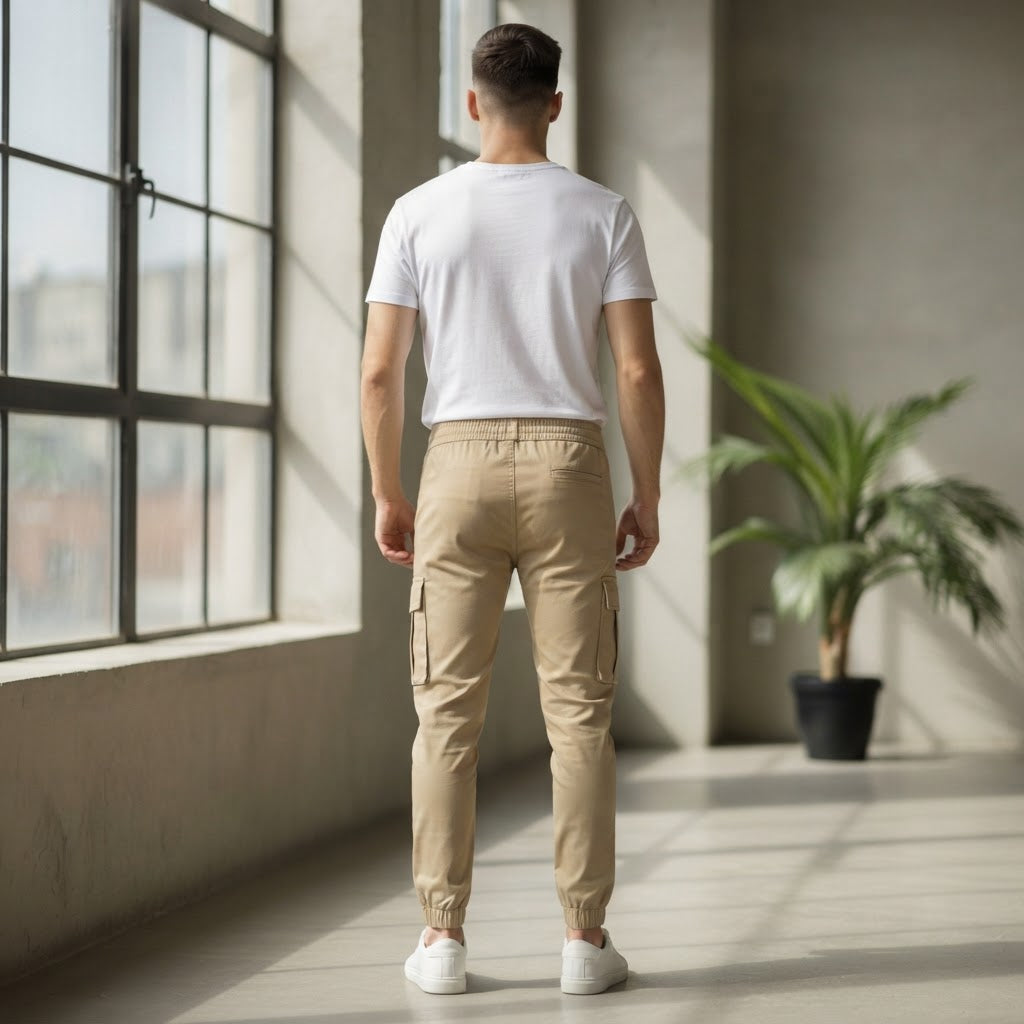 NICENICENIC Khaki Cargo Jogger Trousers with Bellowed Pocket