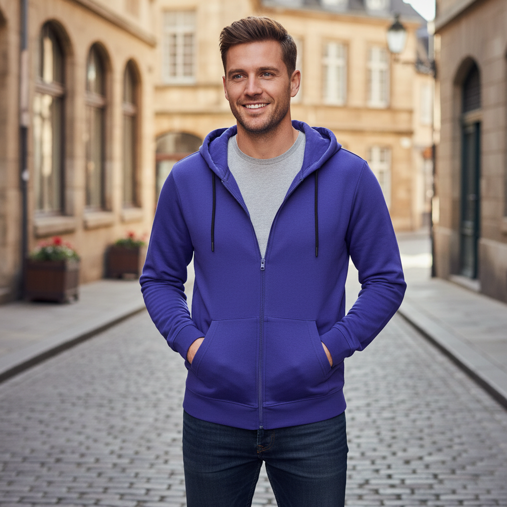 Crivit Men's Blue Full-Zip Hooded Sweatshirt