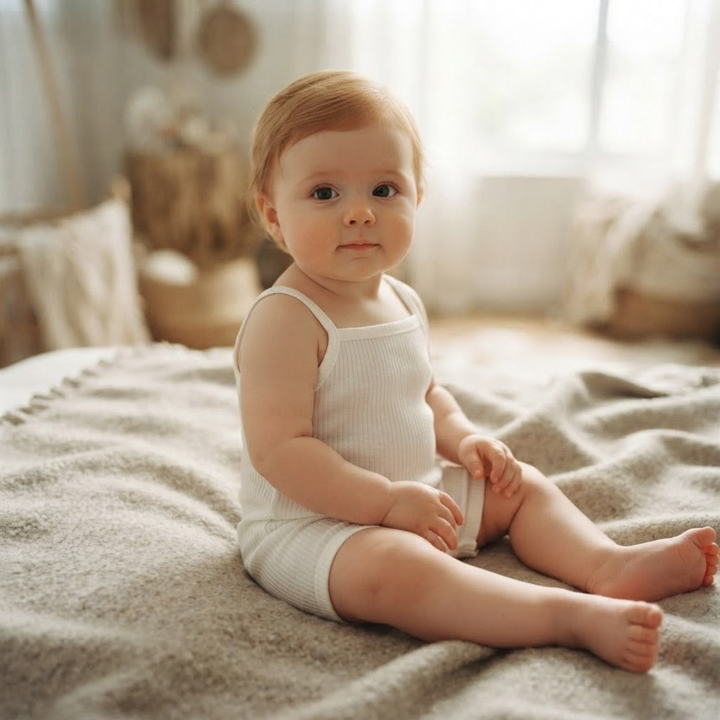 SHEIN White Ribbed Spaghetti Strap Baby Short Romper