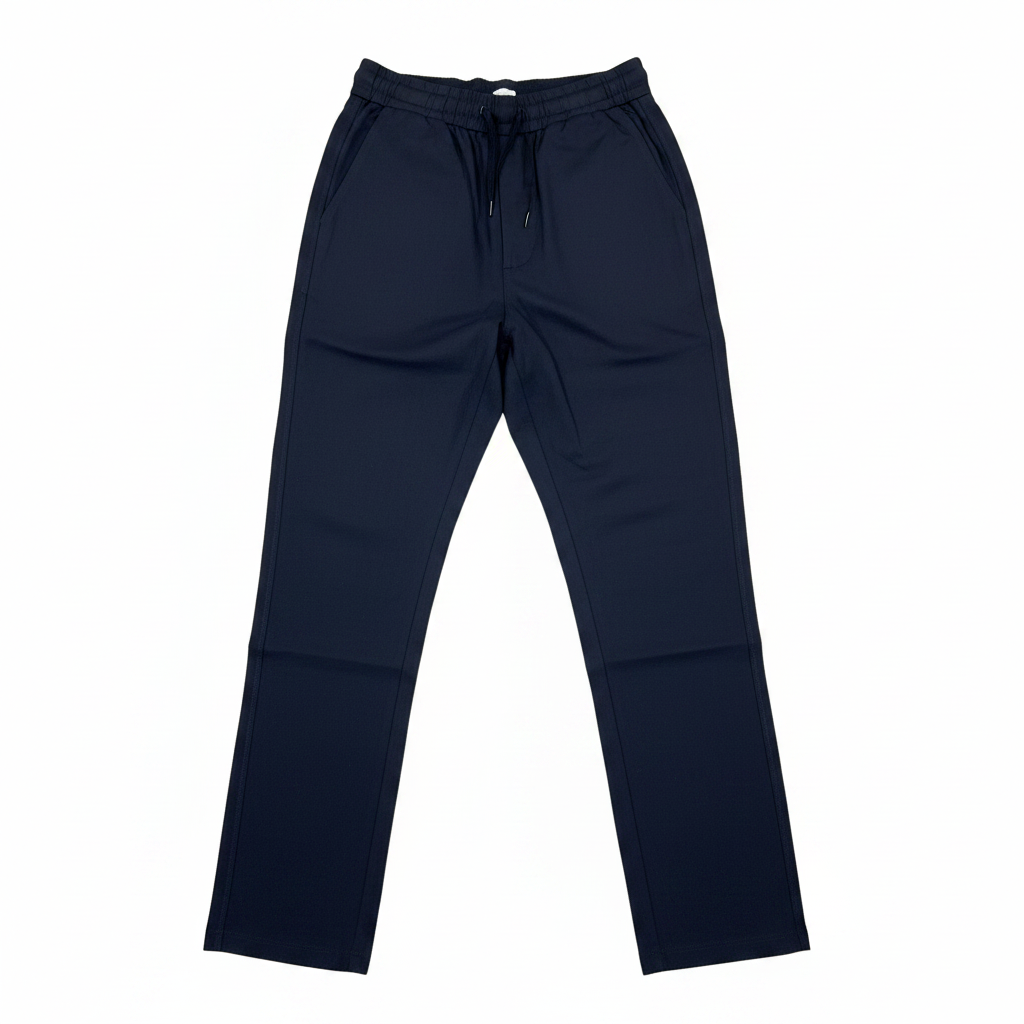 Men's Navy Blue Drawstring Tapered Chinos