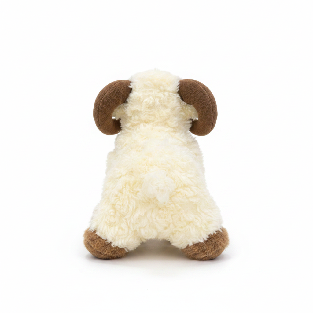 Plush Sheep Ram Toy with Plaid Bow - Kids Stuffed Animal