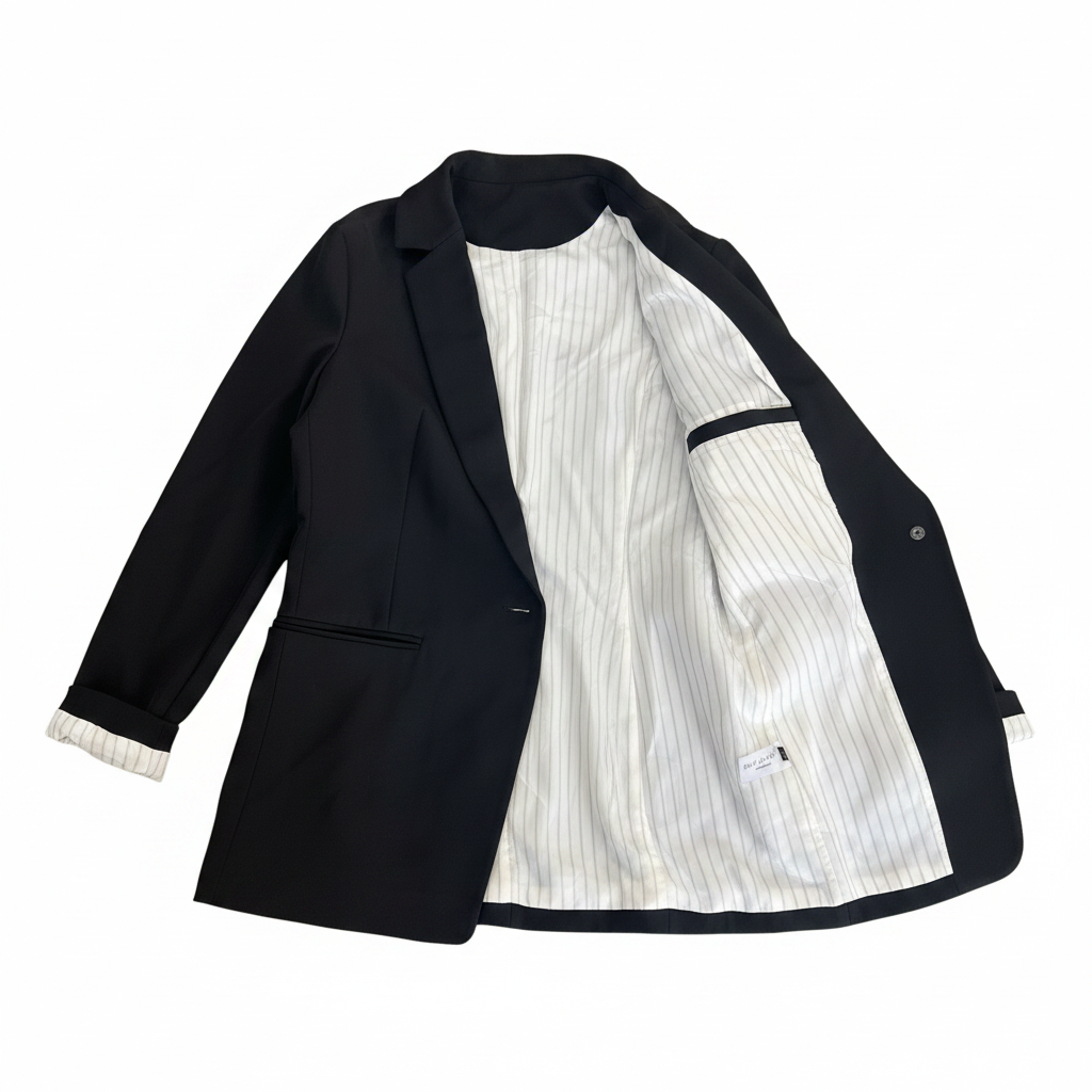 Women's Tailored Black Single-Button Blazer