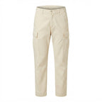 Women's Cream Cotton Cargo Trousers with Flap Pockets