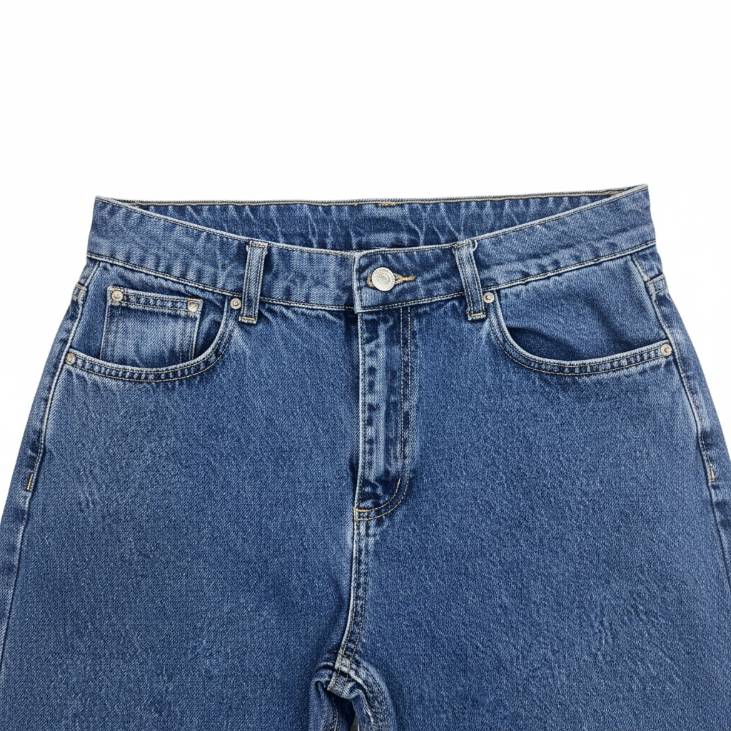 H&M High Waisted Wide Leg Blue Denim Jeans