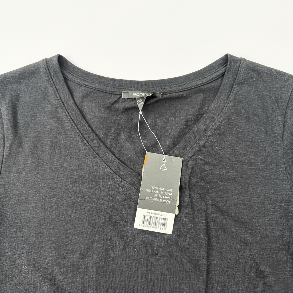 Women's Charcoal V-Neck Relaxed Fit T-Shirt