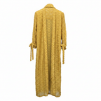 SHEIN Women's Yellow Textured Fringed Long-Line Kimono