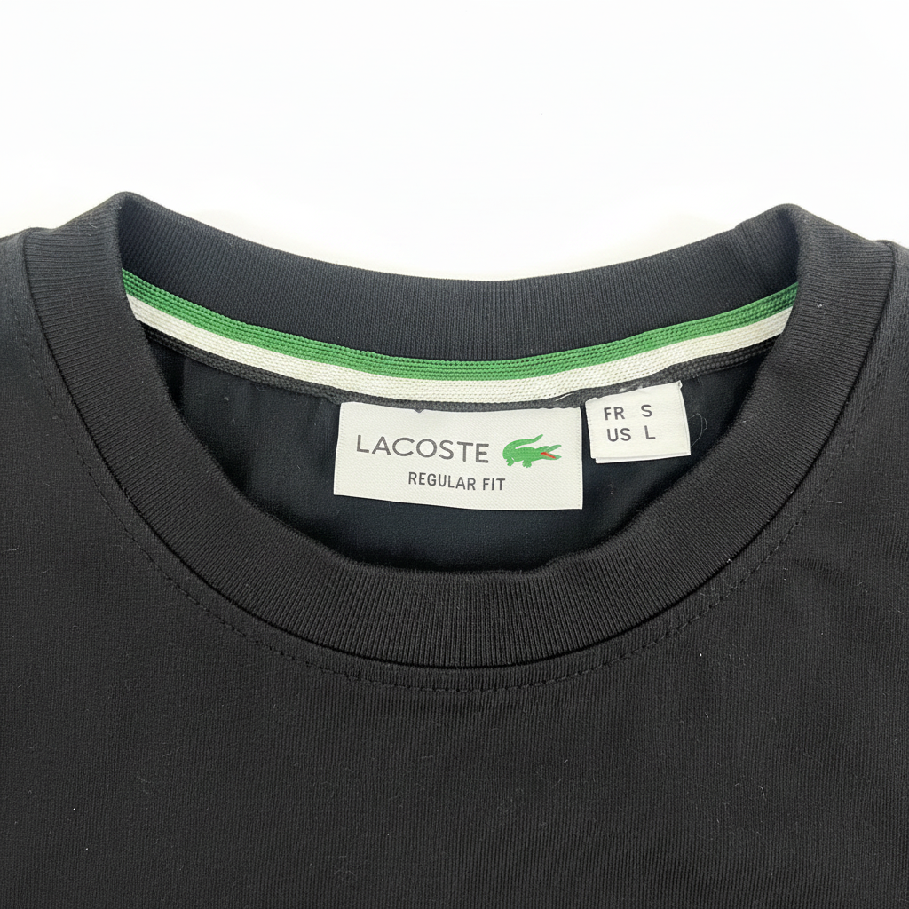 LACOSTE Women's Black Graphic Logo Crew Neck T-Shirt
