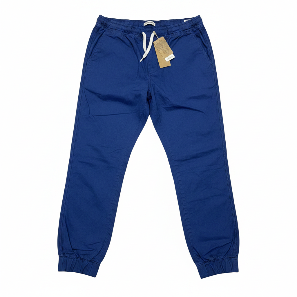 Men's Navy Blue Drawstring Tapered Chinos