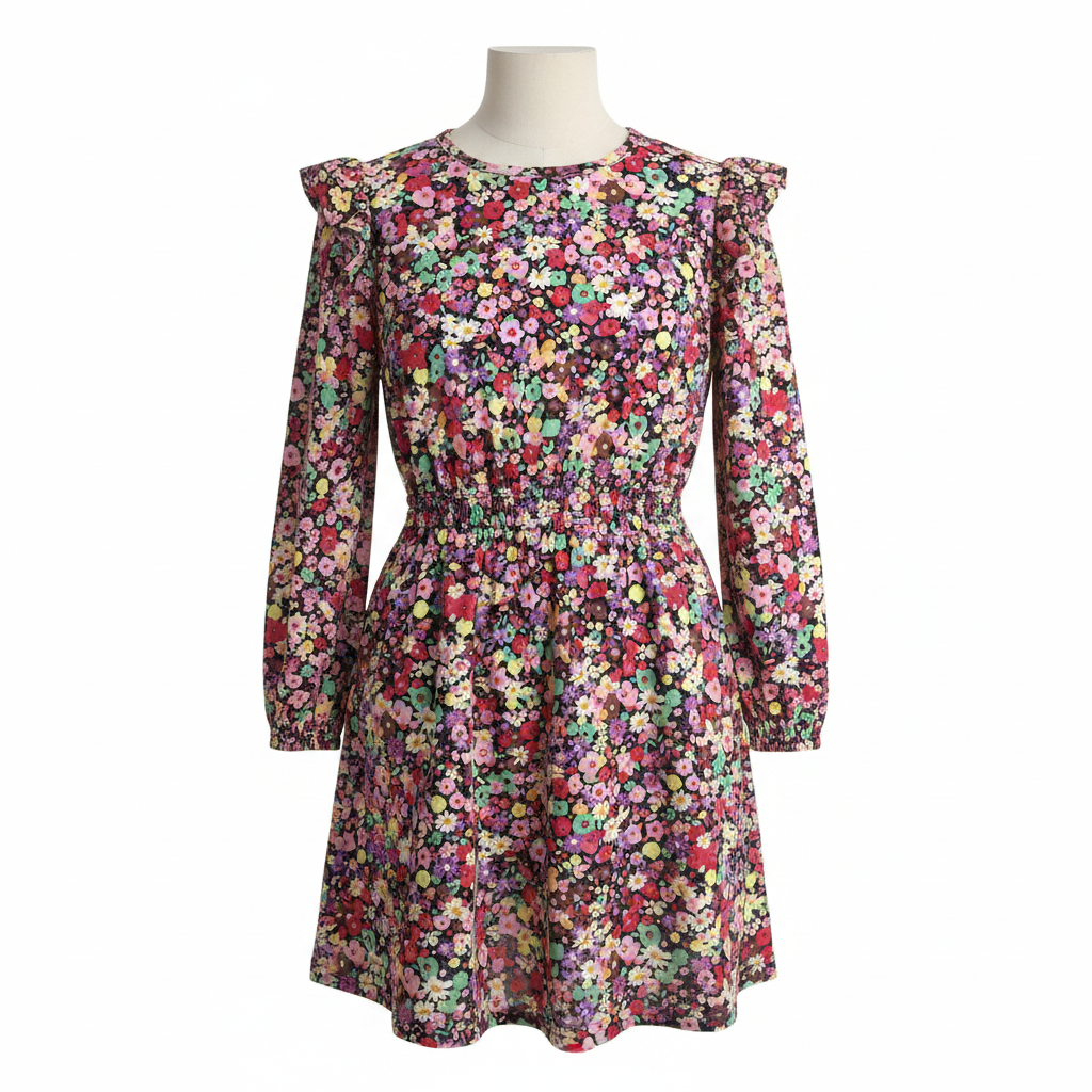 LEIGH TUCKER willow Kids Multi-Color Floral Long-Sleeve Ruff