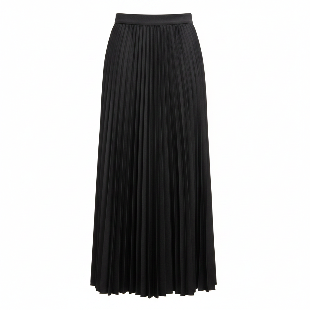 Women's Elegant Black Pleated Midi Skirt