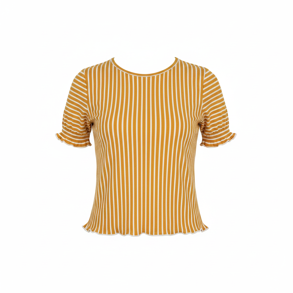 Esmara Women's Mustard Yellow Striped Cotton Crop Top
