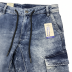 Livergy Men's Acid Wash Denim Cargo Joggers - Light Blue