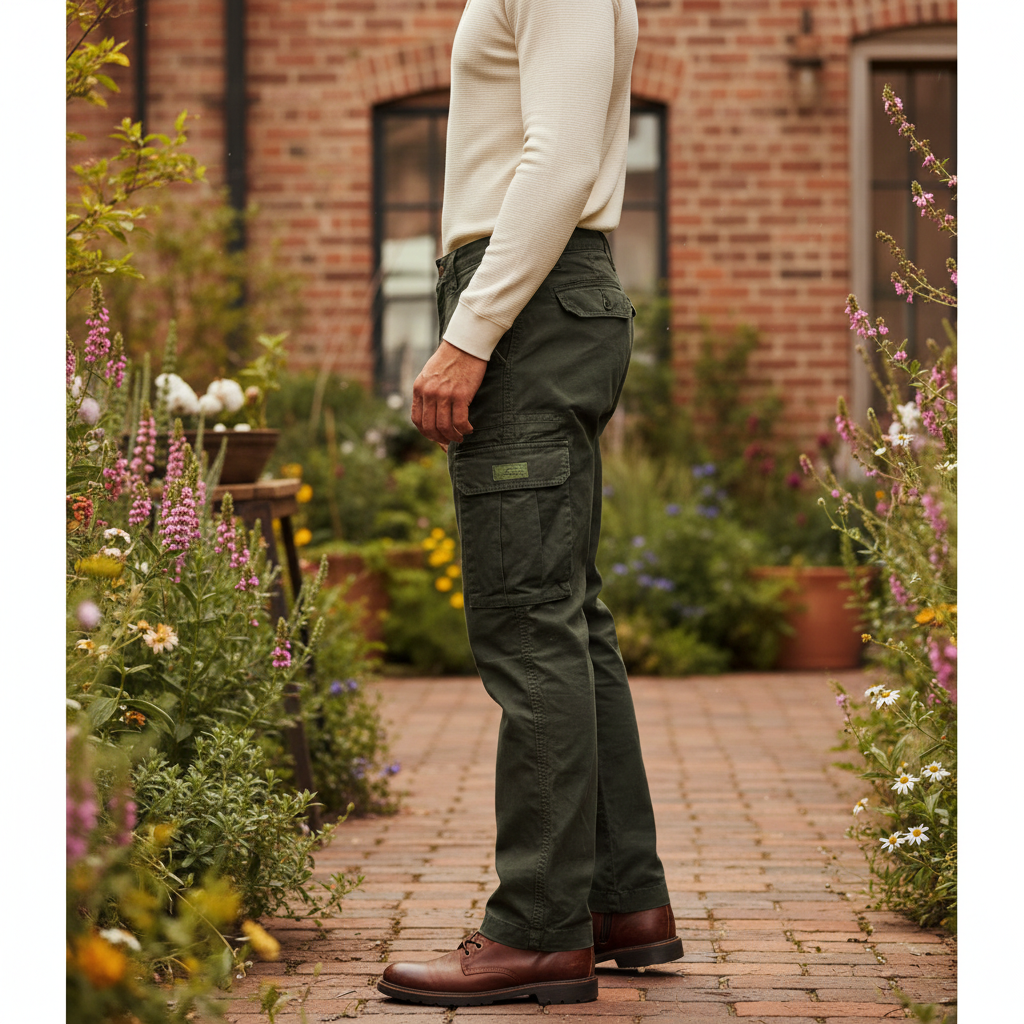 Thrills Slacker Cargo Pants in Olive Green - Size 32