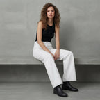 Conbipel White Wide Leg Stretch Jeans with Contrast Stitchin