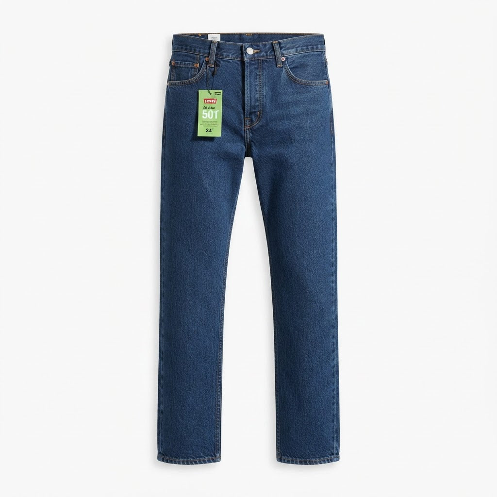 Levi's Deep Indigo Straight Leg Jeans with Signature Button