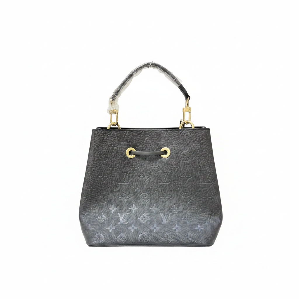 LOUIS VUITTON Women's Black Embossed Drawstring Bucket Bag