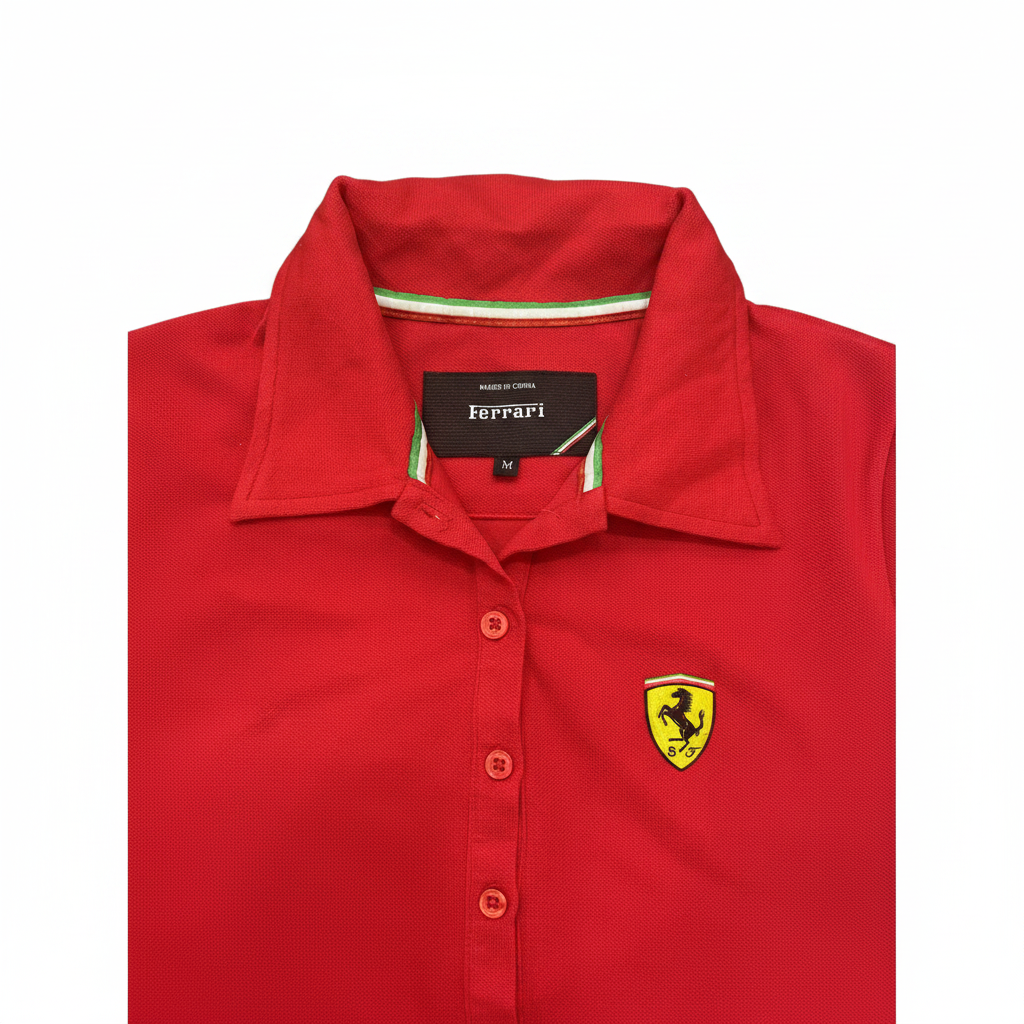 Ferrari Women's Red Piqué Short Sleeve Polo Shirt