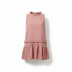 Women's Pink Ruffle Trim Sleeveless Top and Shorts Set