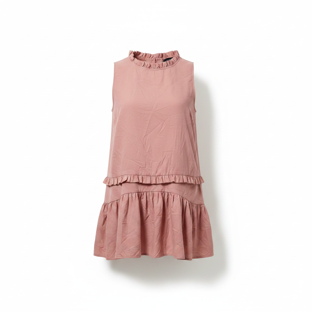 Women's Pink Ruffle Trim Sleeveless Top and Shorts Set