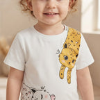 SHEIN White Short-Sleeve T-Shirt with Asymmetric Cat Graphic