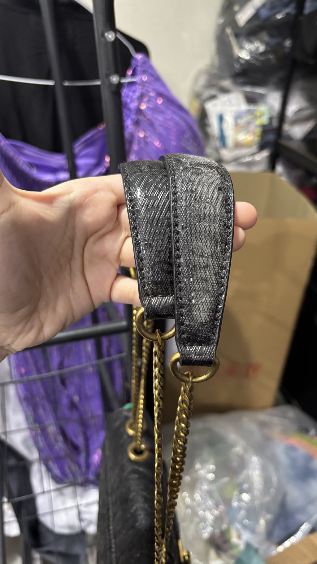 GUESS Guess Black Embossed Logo Flap Shoulder Bag