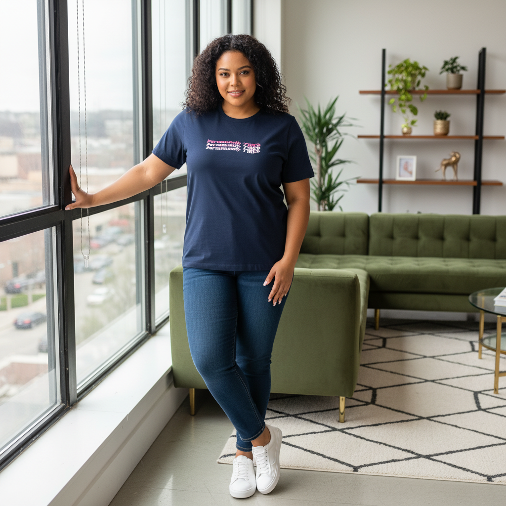 Women's Navy Blue Graphic Slogan T-Shirt