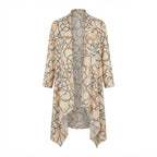 SHEIN Women's Beige Longline Chain Print Open-Front Cardigan