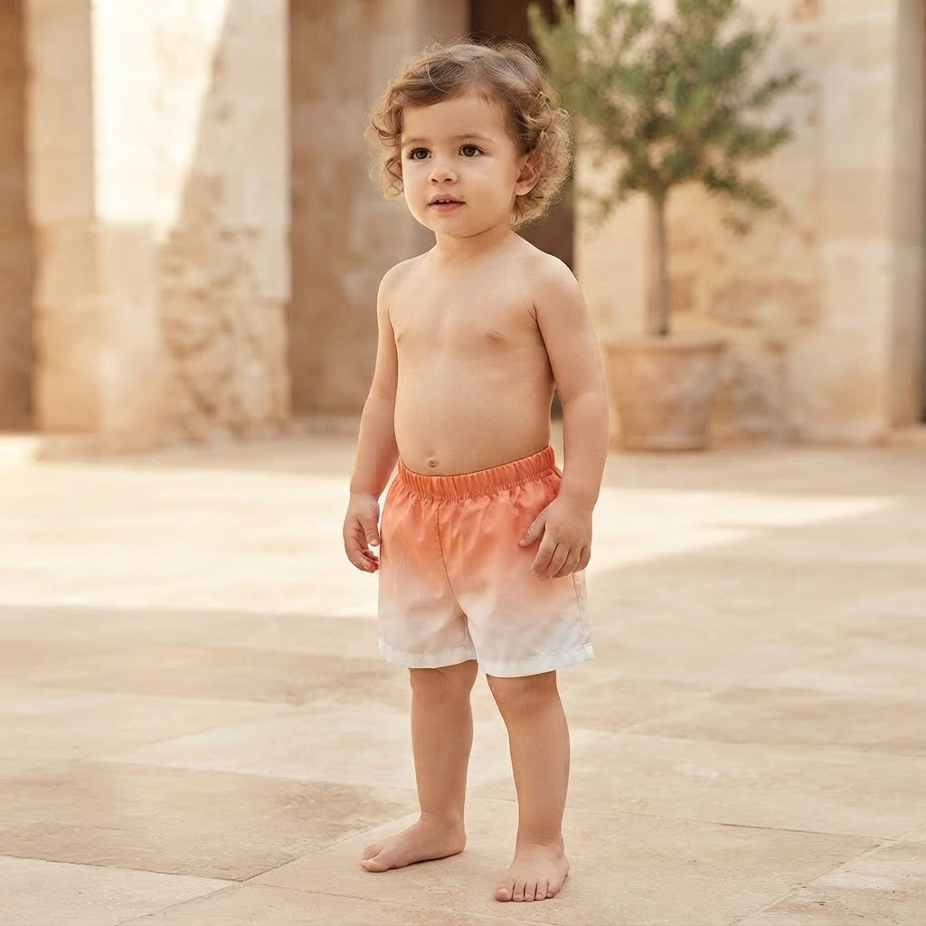 SHEIN Coral Ombré Toddler Pull-on Shorts with Elasticated Wa