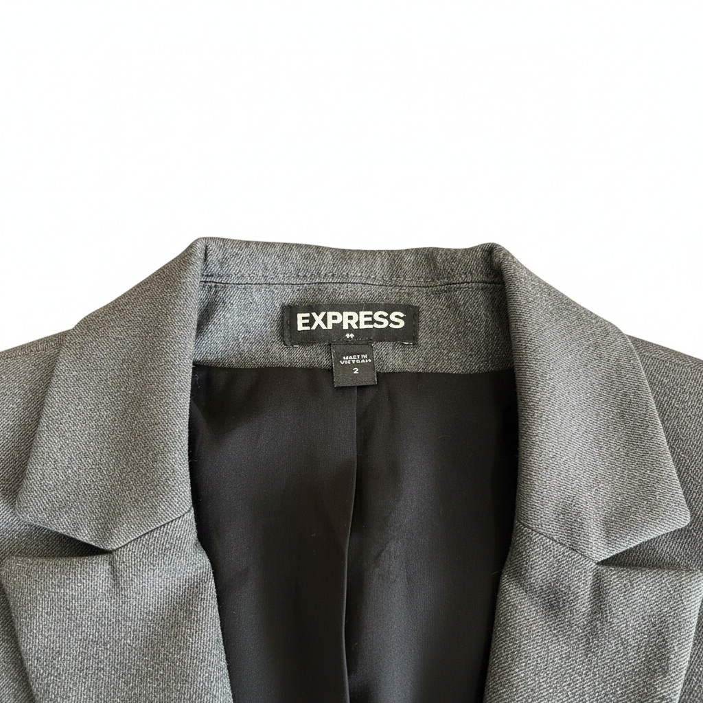 EXPRESS Women's Grey Tailored Single-Button Office Blazer