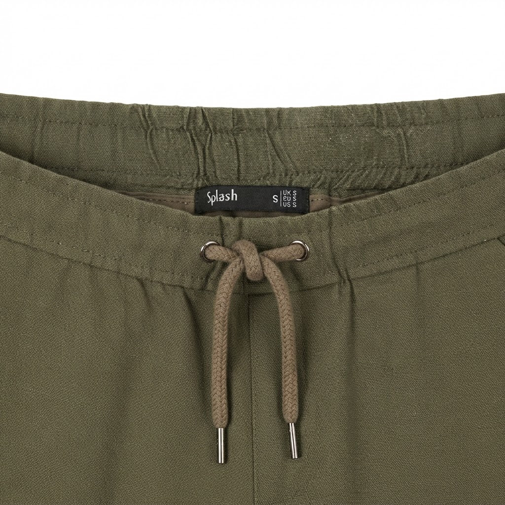 Splash Women's Olive Green Linen Blend Cargo Shorts
