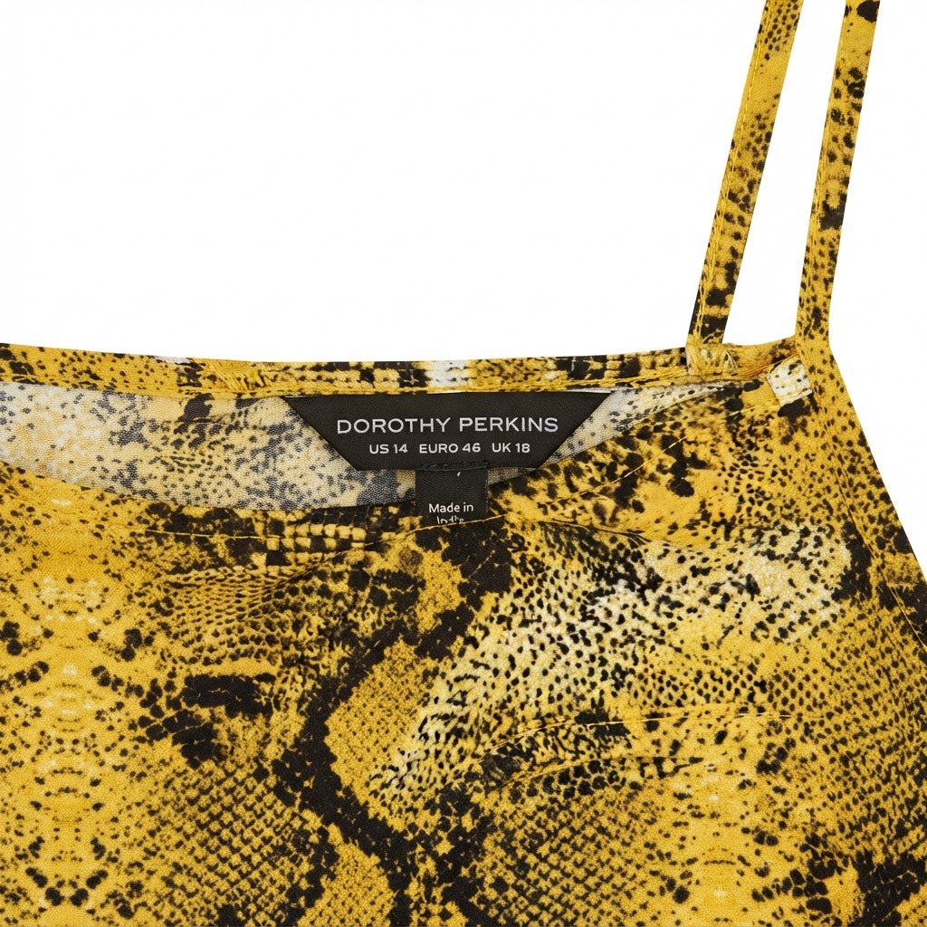 DOROTHY PERKINS Women's Yellow Snakeskin Print Sleeveless Ta
