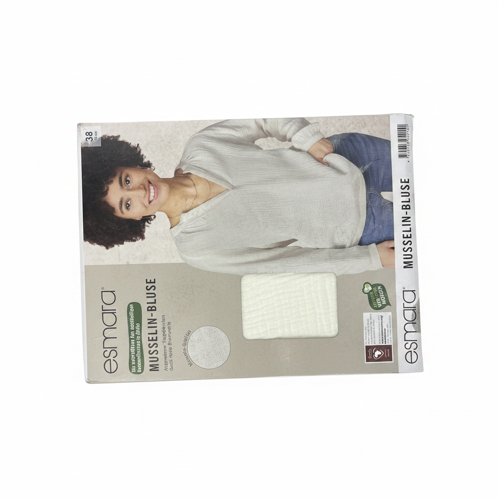 Esmara Women's White Crinkle Cotton V-Neck Blouse