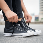 Converse Black Leather High Top Platform Sneakers