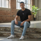 Calvin Klein Jeans Black Short-Sleeve T-Shirt with White Log