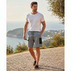 Men's Grey Lightweight Cargo Shorts with Zipper Pocket