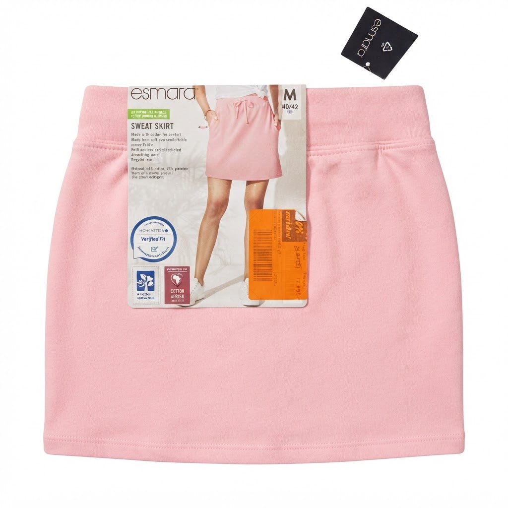 Women's Pink Jersey Mini Skirt with Drawstring