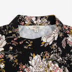 Women's Black Floral Ruffle High-Neck Blouse