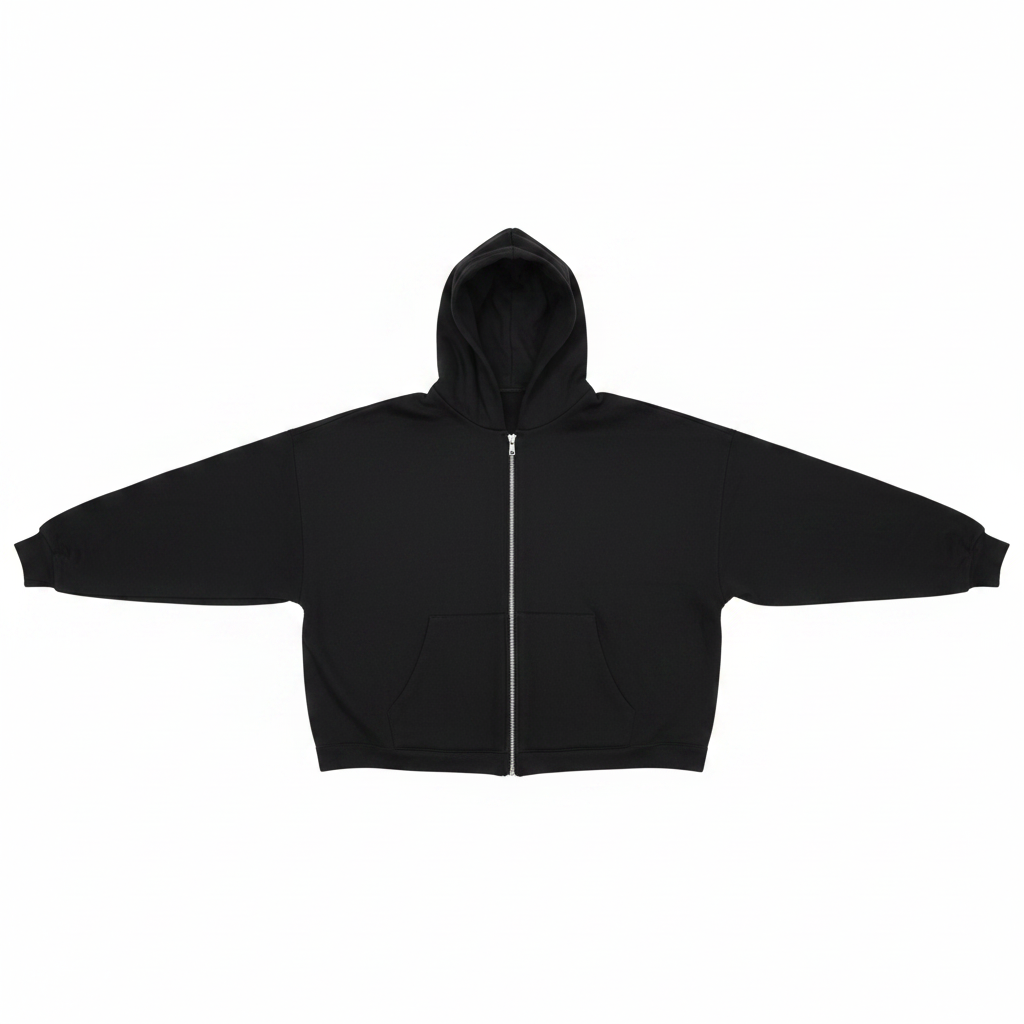 ASOS DESIGN Oversized Black Full-Zip Hoodie - Size L