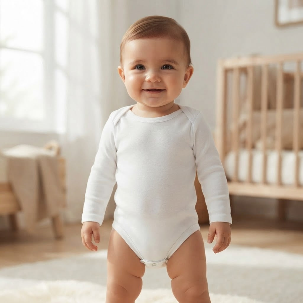 SHEIN SHEIN White Long-Sleeve Baby Bodysuit with Snap Closur
