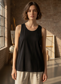 Mountain Ridge Black Racerback Cotton Tank Top with Relaxed