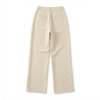 Women's Beige High-Waisted Wide-Leg Trousers