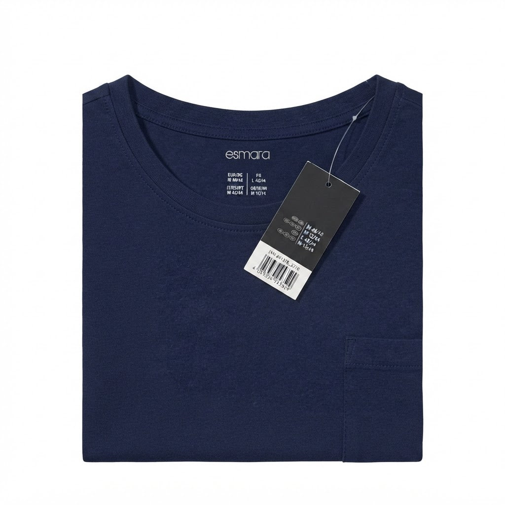 esmara Women's Navy Blue Pocket Cotton T-Shirt
