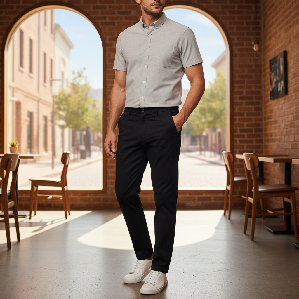 H&M Men's Classic Black Straight-Leg Chino Trousers